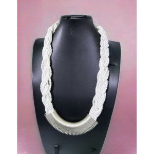vintage multi strand white beaded twisted rope design necklace